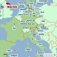 Bild: Karte der Stadtbesichtigungen in Europa