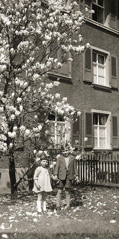 Idylle unter dem Magnolienbaum in der Birssiedlung.