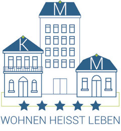 Logo: KM Immobilien "Wohnen heisst Leben"