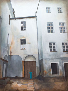 Eitemperamalerei Malerei Eitempera Kunst Leinwand Haus in Görlitz Sachsen Kunstmaler Hamburg Enno Franzius Bildender Künstler