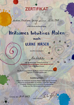 Andrea Christiane Spring ist zertifiziert für das Heilsame Intuitive Malen nach Ulrike Hirsch