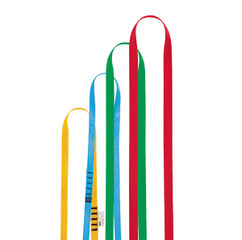 Petzl ANNEAU Bandschlingen in den 4 Längen und Farben (gelb, blau, grün, rot).