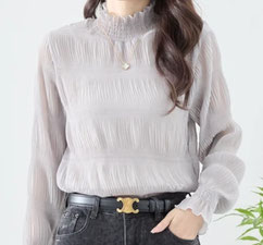 【春物】 シャーリング シフォンブラウス  フォーユー価格　1,680円(税込)   