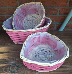 Blumenkorb pink in Herz-Form als 3er-Set