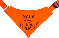 Halstuch ,Schulhund, Hündin,neonorange, Therapiehund,textilfashion.de