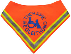 HUndehalstuch, neonorange, Theraphiebegleithund mit Rolli