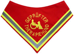Geprüfter Therapiehund, Hundehalstuch, Kenndecke, rot