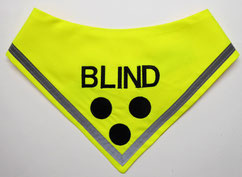 ,Blindenhalstuch, blind dog, halsduk, Blinden Logo, blinder Hund, Halstuch für blinden Hund,neongelb,Blindenhalstuch mit Name und Reflektor, blinder Hund