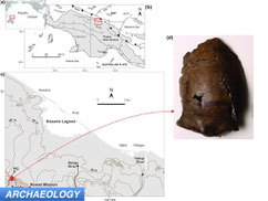 map and skull of first tsunami victim