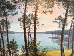 Jean Henri Tayan Huile sur toile Lac Landais Galerie Bassam Bordeaux Cap Ferret