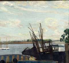 Willem Van Hasselt Peinture Huile sur toile Modernisme Vue Bassin d'Arcachon Aiguillon Galerie Bassam Bordeaux Cap Ferret