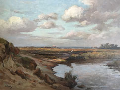 Marius Gueit Bassin d'Arcachon Huile sur toile Île aux oiseaux Galerie Bassam Bordeaux Cap Ferret
