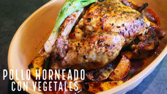 Pollo horneado con vegetales