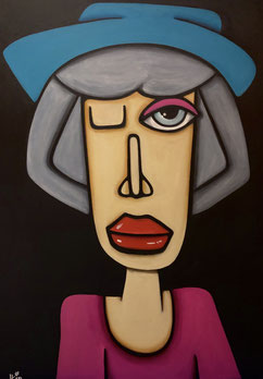 Woman With Hat V 50 x 70 Acryl SOLD / VERKAUFT