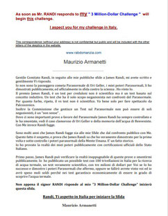 Risposta di Maurizio Armanetti a James Randi