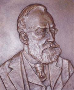 Gottfried Keller, Relief von Hans Härry, Original in Ton, Bronce-Kopie in Auftrag gegeben von Hans Härrys Enkel,  Jakob Hinden