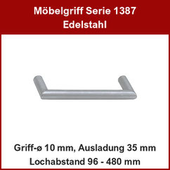 Möbelgriff; Gehrungsgriff Edelstahl ø 10 mm