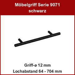Zylindergriff schwarz ø 12 mm; Relinggriff