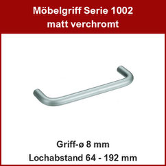 Möbelgriff matt verchromt; Bügelgriff ø 8 mm