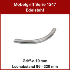 Möbelgriff; Segmentbogengriff Edelstahl ø 10 mm