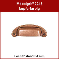 Möbelgriff kupferfarbig; Muschelgriff