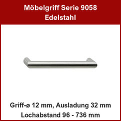 Möbelgriff; Gehrungsgriff Edelstahl ø 12 mm