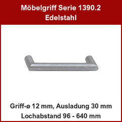 Möbelgriff; Gehrungsgriff Edelstahl ø 12 mm