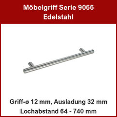 Möbelgriff; Zylindergriff; Relinggriff Edelstahl ø 12 mm