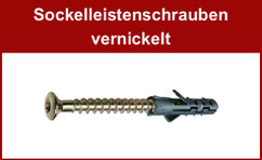 Fussleistenschrauben; Sockelleistenschrauben mit Linsensenkkopf, vernickelt, Torx-Antrieb, mit vormontiertem Nylondübel ø 5 mm