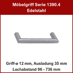 Möbelgriff; Gehrungsgriff Edelstahl ø 12 mm