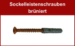 Fussleistenschrauben; Sockelleistenschrauben mit Linsensenkkopf, brüniert, Torx-Antrieb, mit vormontiertem Nylondübel ø 5 mm