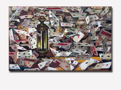 Das leben ein Spiel I 45x70cm. spielkarten fliegend- surreal playingcards