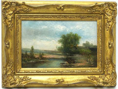 Ölgemälde "Fischerhütte am See" H. Rijkelijkhuisen Öl auf Eiche 23,5cm x 14,5cm, € 320,00