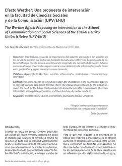 Efecto Werther: Una propuesta de intervención en la facultad de Ciencias Sociales y de la Comunicación (UPV/EHU).
