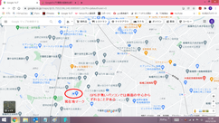 Googleマップにアクセスすると、現在地付近の地図が表示される