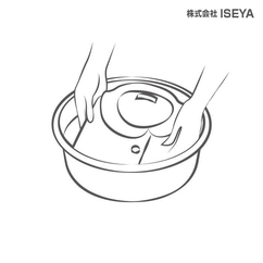 折たたんだまま、そっと洗剤液の中に入れます。