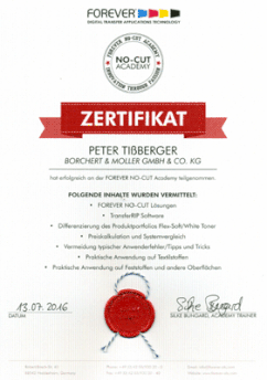 Zertifikat, Forever NO-CUT Academy, Peter Tißberger