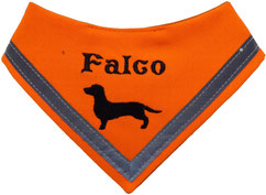 Halstuch neonorange, reflektor, Hundehalstuch, Dackel