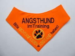 Halstuch bestickt, Angsthund, Nicht anfassen