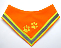 Golden Retriever, Leuchttuch, neonorange, bestickt, HUndehalstuch