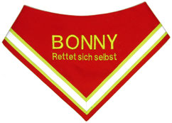 Halstuch, Hundehalstuch reflektierend, Reflektor, rot ,Bestickung