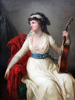 Christina von Brühl mit einer Gitarre von J. A. Otto. Gemälde von Anton Graff, 1796. 