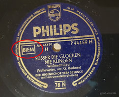 Schellack-Platte mit BIEM-Logo (10", 78 RPM, Mono)