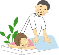 肩こりなので整体を受ける女性。