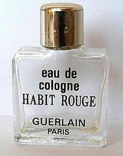 HABIT ROUGE - EAU DE COLOGNE : ANCIENNE MINIATURE, VARIANTE DANS LA SERIGRAPHIE