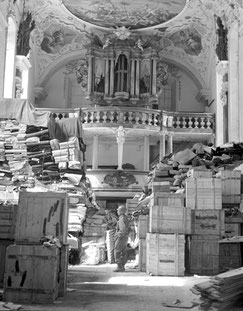 Looted artworks discoverd by the soldiers of the 3rd American army in April 1945 in a church in Ellingen, Germany.