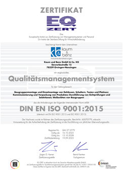Zertifikat ISO 9001