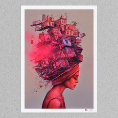achat reproduction offrir idée cadeau œuvre illustration art print pas cher déco moderne contemporain streetart encadré cadre poster création graphique artiste français graffti bombe violet
