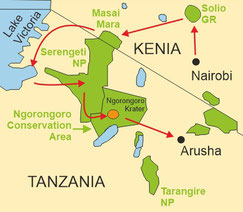 Kenia und Tanzania Lodgesafaris von Arusha nach Nairobi