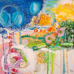 Elisabeth Augendre artiste peintre en Ariège acryliques originales les jardins extraordinaires
